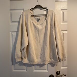 American Eagle Outfitters Cream Off-Shoulder Sweatshirt